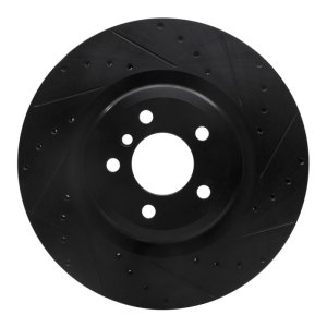 BMW 760LI Brake Rotor (1) - Rear Right - R1 Concepts - Drilled & Slotted - Black - `09-`19